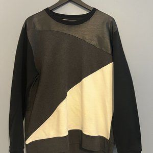 Zara Geometric Sweater with Leather Accents (David-Schitts Creek Sweater) XL